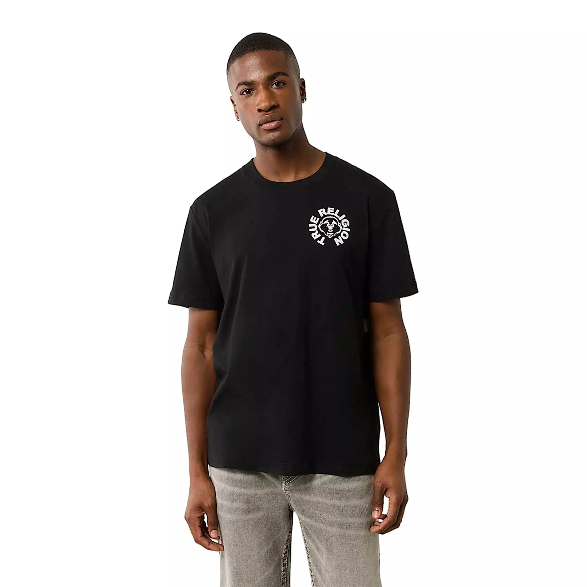 True Religion Men's Puff Print Buddha Face Tee